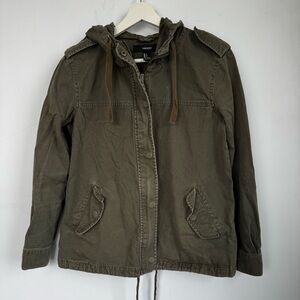 Forever 21 Olive Green Utility Military Hooded Jacket Size Small